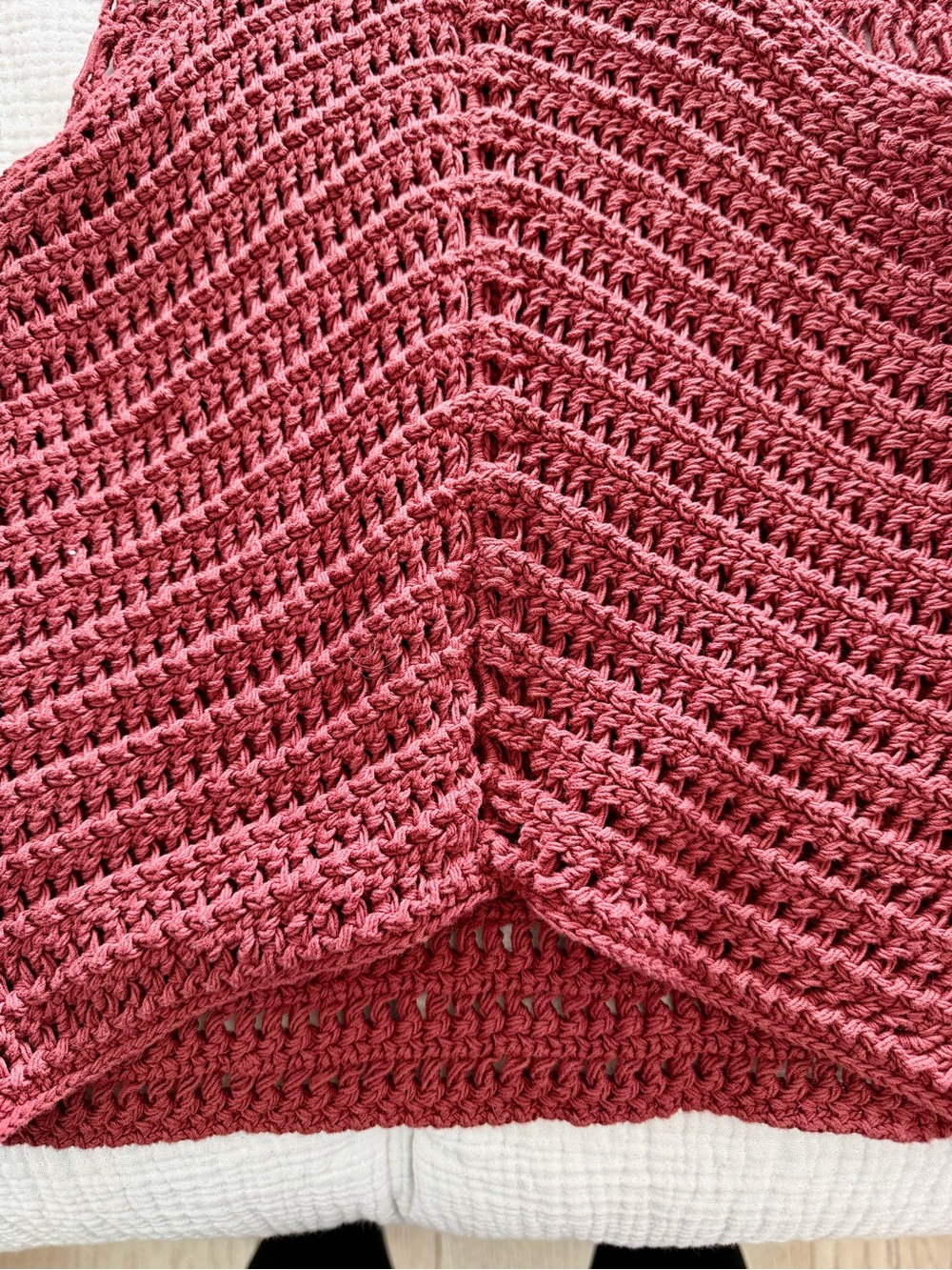Massimo Dutti Crochet V-Neck Tank - Wine - Picture 4 of 5